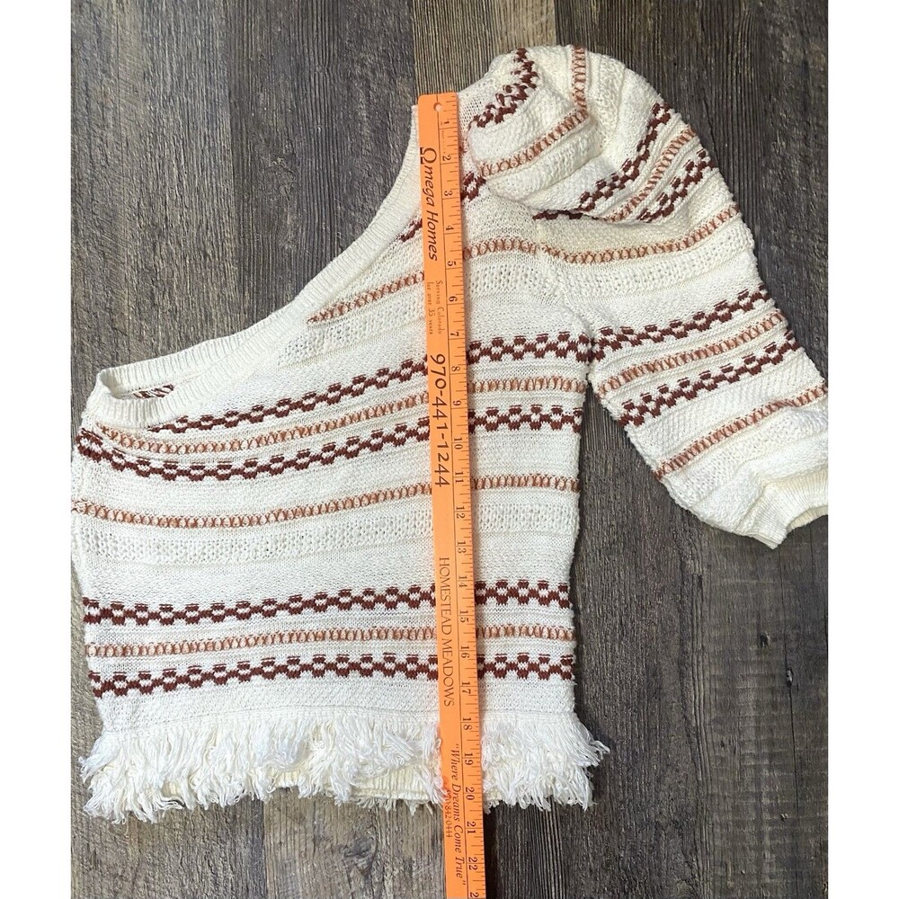 House of Harlow 1960 One Shoulder Cropped Knit Fringe Sweater Boho Small - Picture 5 of 8